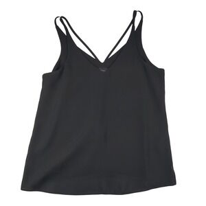 Topshop Womens Tank Top Black Strappy Cami Minimalist Chic Layering‎ Essential
